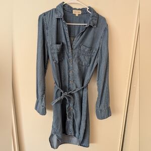 Anthropologie Cloth & Stone Blue Shirt Dress Boho Cottagecore Shabbychic Preppy